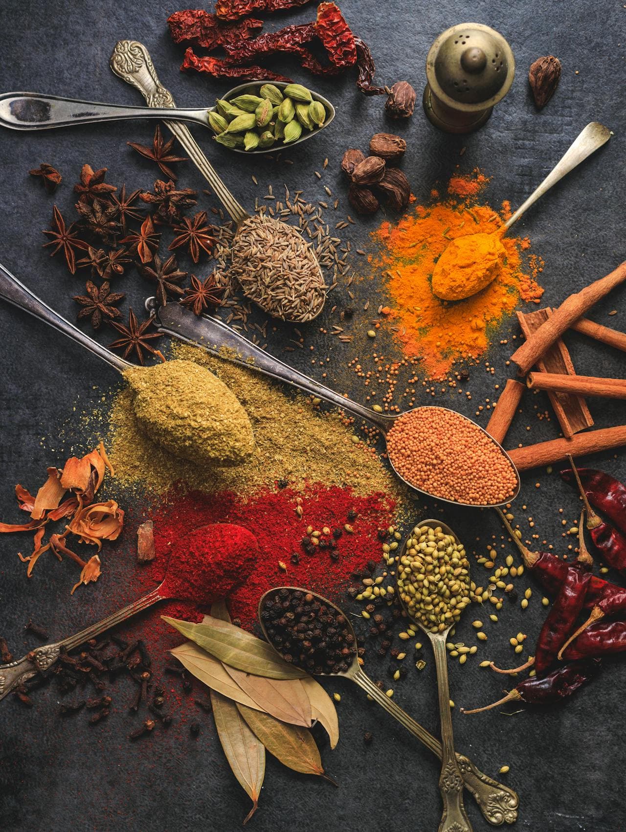 Spices - Black Pepper / Cumcuma / Poppies / Ginger / Turmeric / Cinnamon / Cardamom